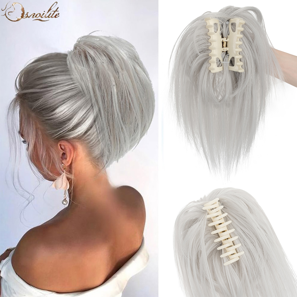 Claw Clip Messy Bun Hair Piece - سنوليت الاصطناعية مستقيم مخلب كليب العقدة
