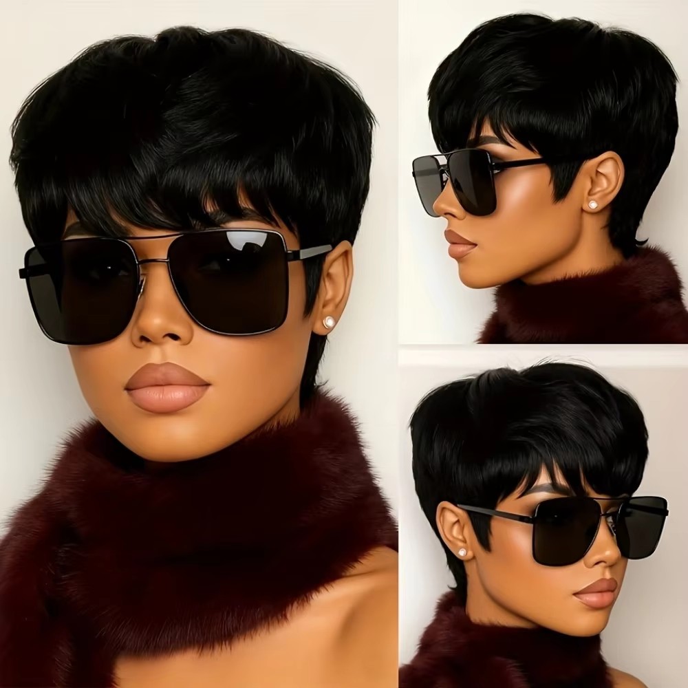 Short Pixie Cut Wig Human Hair Cheap - شعر مستعار نسائي قصير بقصة بيكسي
