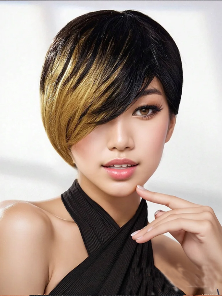 Short Pixie Cut Wig Human Hair Cheap - شعر مستعار قصير مستقيم بقصة بيكسي