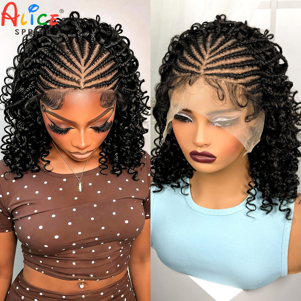 Synthetic Braided Wigs For Black Women - شعر مستعار صناعي مجدول طبيعي بطول