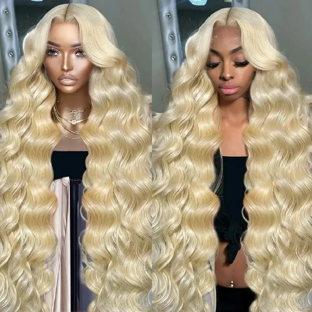 Lace Front Wigs - باروكة شعر بشري أشقر 613 بطول