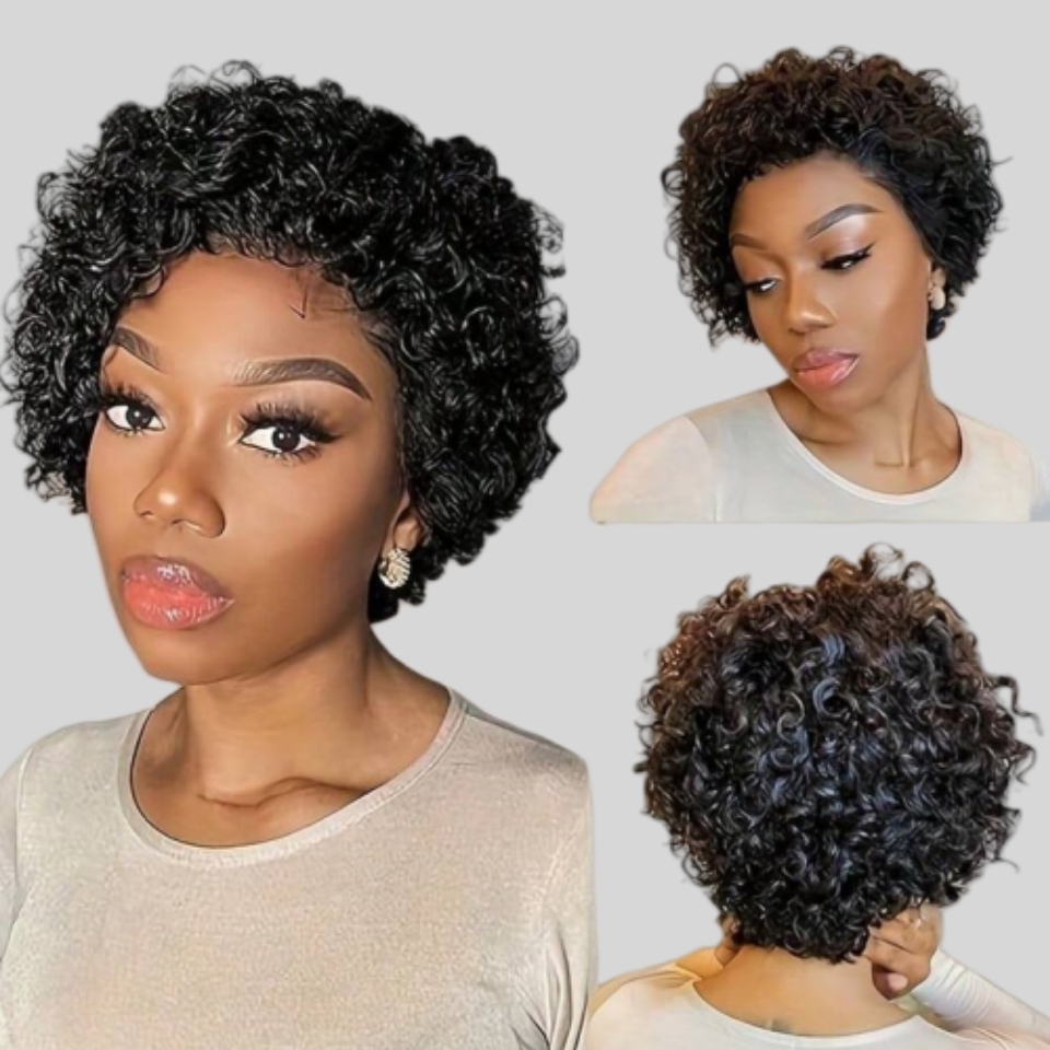 مجعد عابث قطع شعر مستعار الدان - مراجعة Short Pixie Cut Wig Human Hair Cheap وسعره