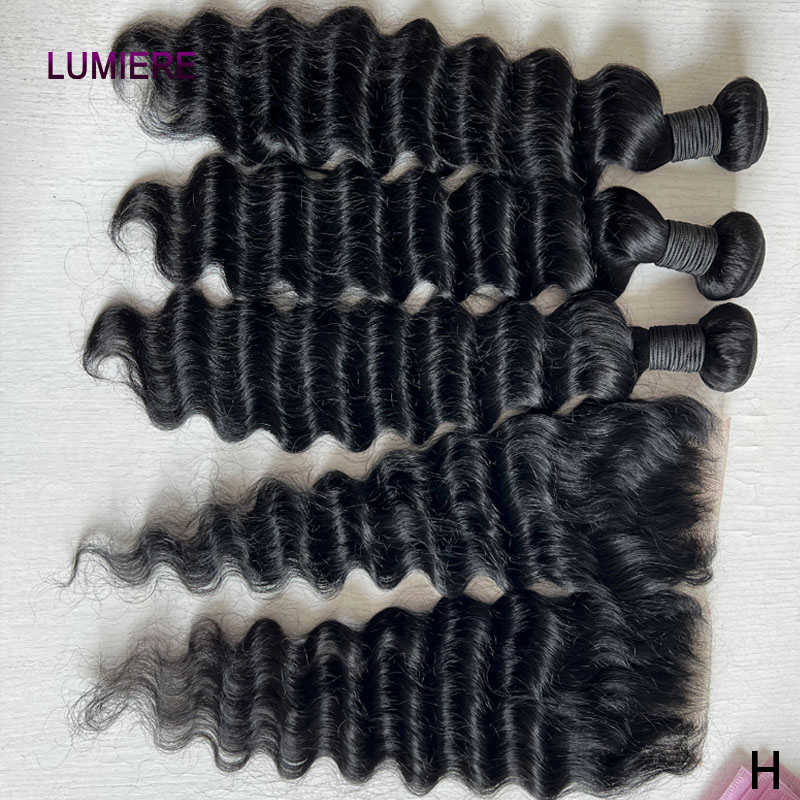 وصلات شعر بشري خام بكر عالي ال - مراجعة Deep Wave 3 Bundles With Closure وسعره
