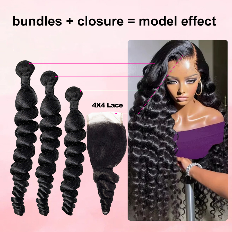 وصلات شعر بشري برازيلي طبيعي غ - مراجعة Deep Wave 3 Bundles With Closure وسعره