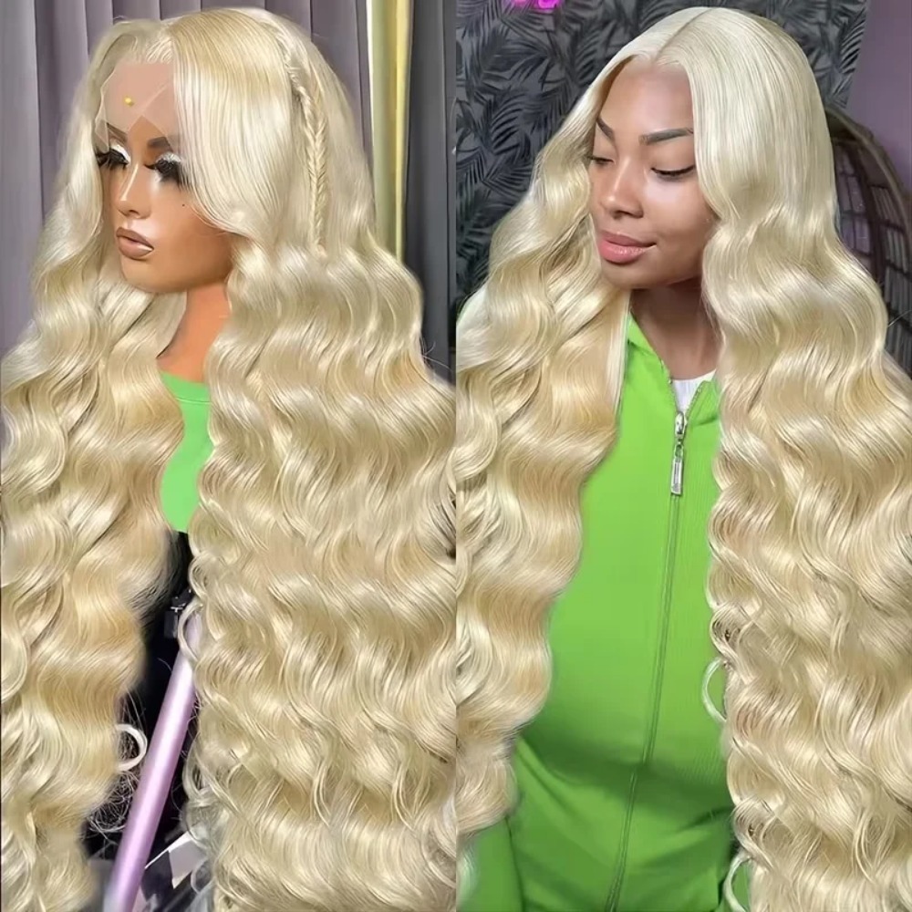 باروكة شعر طبيعي مموج بلون أشق - مراجعة 613 Blonde Body Wave Lace Front Wig وسعره