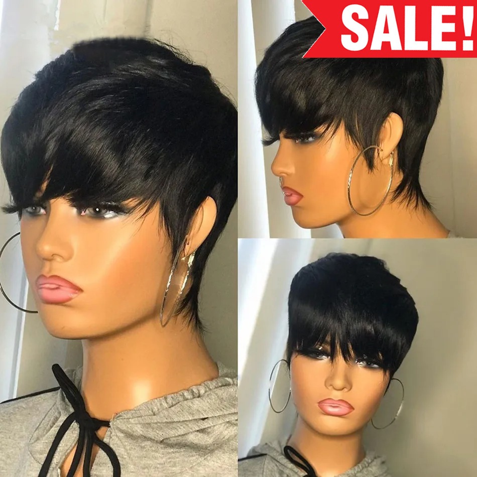 باروكات الشعر البشري القصير عا - مراجعة Short Pixie Cut Wig Human Hair Cheap وسعره